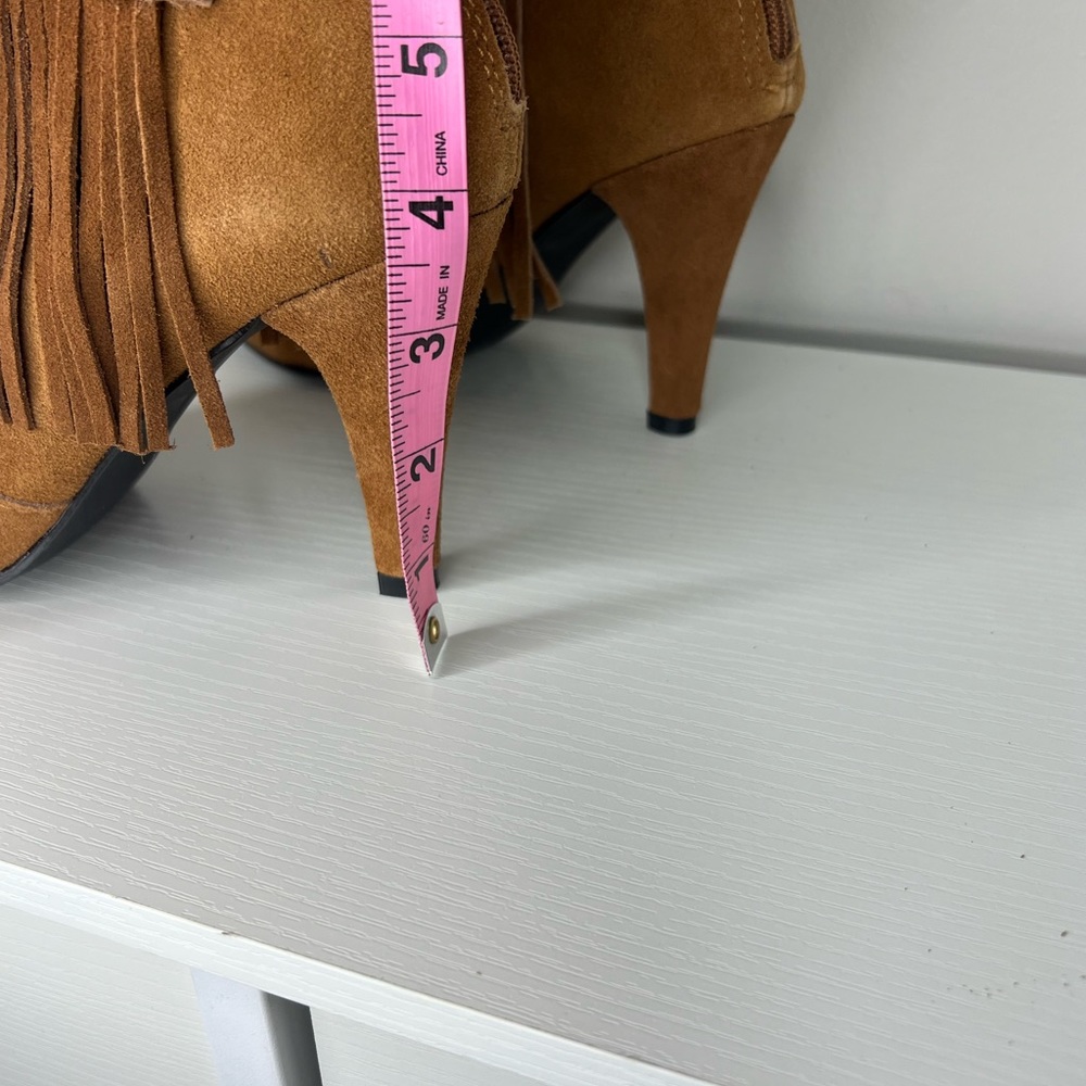 NEW Catherine Malandrino suede leather fringe heeled stiletto boots/festival. - Picture 13 of 14